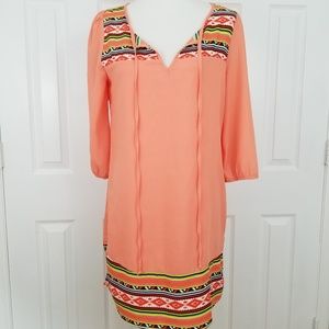 Fab'rik Aztec Print Peach Dress - Size M